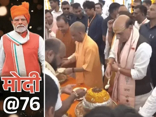 मोदी का बर्थडे, नागा साधु ने डमरू बजाया: काशी में गंगा का दुग्धाभिषेक, 76 मीटर की चुनरी चढ़ाई, बटुकों ने शंखनाद किया